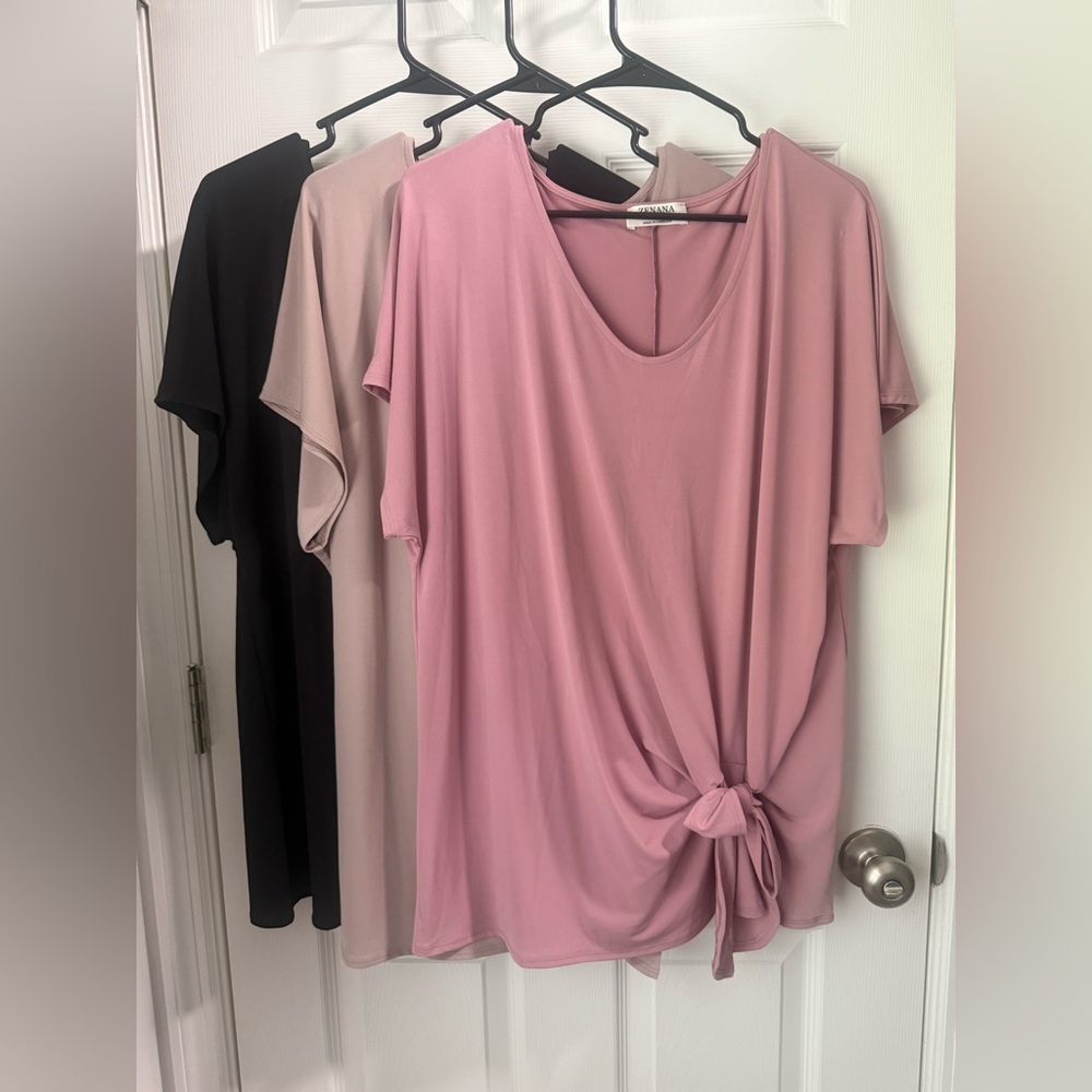 Lot of 3 tops, Zenana, Bow, NWOT, Size Large
